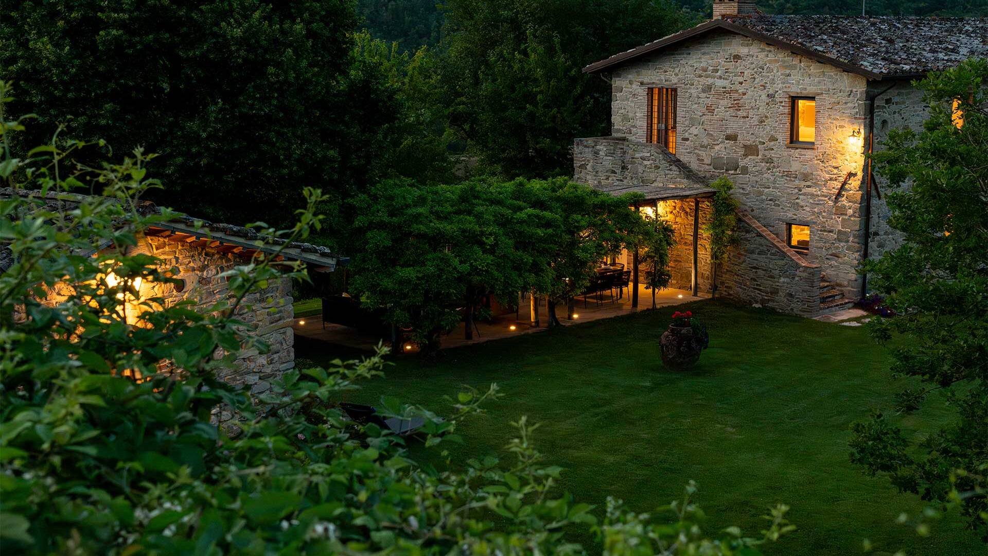 night view private garden